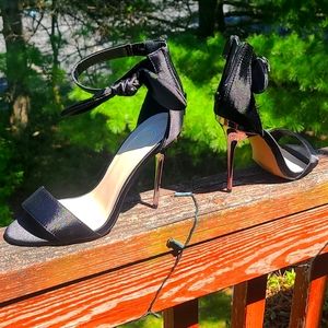 Missguided Black Ribbon ankle heels